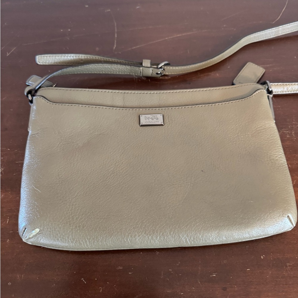Coach Peyton East West Olive Green Leather Crossbody Bag